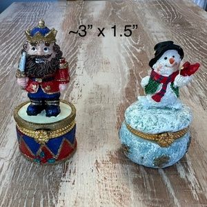 Vintage French Limoges Style trinket boxes, Nutcracker and Snowman - EUC
